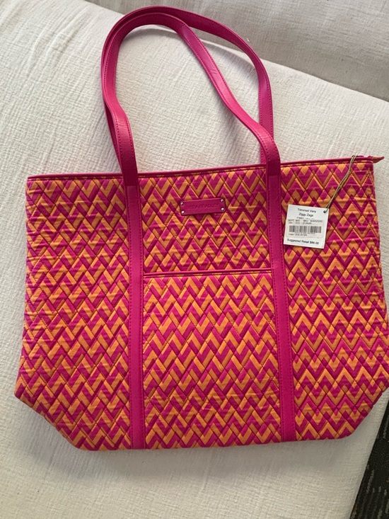 Vera Bradley Handbags - Vera Bradley Quilted Chevron Ziggy Zags Pink & Orange Tote Bag New with Tags